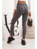 Dámské bavlněné kalhoty s oděvy a gumou v pase grafitové