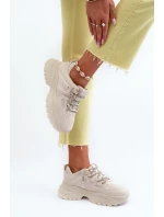 Dámské tenisky na masivní podrážce s ozdobným šněrováním béžové Relissa