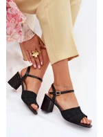 Dámské Sandály Na Podpatku Černé Sarena