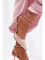 Dámské sandály na podpatku z eko kůže béžové Sedira