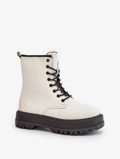Zateplené Kotníkové Boty z Eko Kůže Na Zip Bílé Naleli
