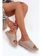 Dámské pantofle na platformě Big Star – tmavě béžové