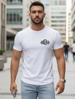 Pánské bavlněné tričko se sportovním potiskem bílé FashionStreet NX5084R