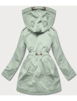 Dámská zimní bunda parka v mátové barvě se vsadkami z eko kůže (2M-21A93)