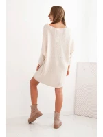 Dámská sukýnka Plus Size vlněná s výstřihem do V světlá béžová