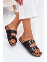 Dámské sandály s přezkami z eko kůže černé Iskira