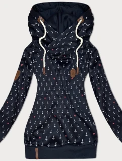 Tmavě modrá vzorovaná dámská mikina (2304)