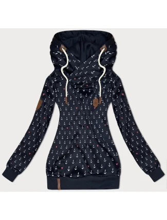 Tmavě modrá vzorovaná dámská mikina (2304)