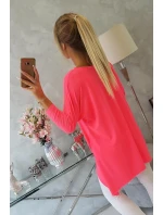 Oversize halenka s potiskem duhových rtů růžová neonová Oversize halenka s potiskem duhových rtů růžová neonová