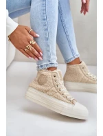 Zateplené Dámské Tenisky S Kožíškem Typu Beránek Big Star OO274A444 Béžové