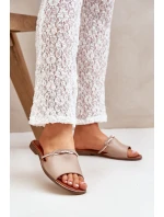 Kožené Pantofle Tmavě Béžové Lewski Shoes 3047