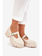 Dámské Polobotky S Přezkou Na Platformě A Plochém Podpatku Béžové Venda Dámské Polobotky S Přezkou Na Platformě A Plochém Podpatku Béžové Venda