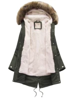 Dámská zimní bunda parka v army barvě s odepínací podšívkou a kapucí (7626BIG)