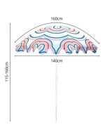PLÁŽOVÝ A ZAHRADNÍ SLUNEČNÍK 160 CM PRUHOVANÝ MODRÝ A RŮŽOVÝ