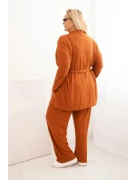 Dámský komplet Plus Size 3-dílný camelový