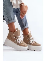 Zazoo 3416 Kožené Dámské Sportovní Boty Beige