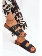 Dámské Sandály Na Korekové Platformě S Přezkami Černé Vesina