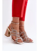 Sandály na podpatku CR952 béžovo-růžové - Step in style Sandály na podpatku CR952 béžovo-růžové - Step in style