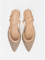 Luxusní hnědé  lodičky dámské na širokém podpatku