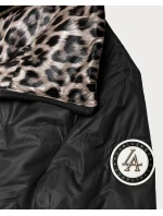 Dwustronna pikowana kurtka ze stójką Goodlookin czarna-panterka (B8579-1)