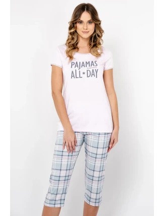 Italská móda Glamour po celé délce 3/4 velikosti sp. barva: světle růžová/potisk Italská móda Glamour po celé délce 3/4 velikosti sp. barva: světle růžová/potisk