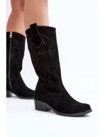 Zazoo 4043 Semišové Černé Boty S Nízkým Podpatkem Prodyšné