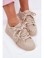 Dámské tenisky se zdobením na platformě béžové Eanneth