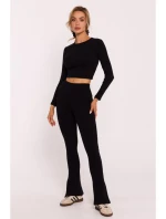M816 Žebrované legíny s dělenou nohavicí - černé M816 Žebrované legíny s dělenou nohavicí - černé