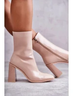 Dámské lakované kozačky Béžové Margit Dámské lakované kozačky Béžové Margit