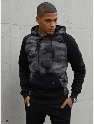 Pánská tmavě šedá mikina FashionStreet BX5486 Pánská tmavě šedá mikina FashionStreet BX5486