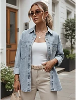 Dámská džínová košile s kapsami, světle modrá, FashionStreet DY0492