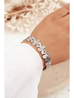 Dámský náramek ze nerezové oceli Květiny Stříbrné
