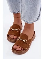 Semišové dámské pantofle Inblu TF0002KU Camel