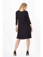 Dámské šaty volný střih 3/4 rukáv vhodné i pro těhotné středně dlouhé grafitové - Černá - BeYou Dámské šaty volný střih 3/4 rukáv vhodné i pro těhotné středně dlouhé grafitové - Černá - BeYou