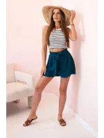 Viskózové šortky zavazované v pase námořní Viskózové šortky zavazované v pase námořní