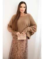 Dámská souprava s vlněným svetrem a viskózovou šaty camelový Dámská souprava s vlněným svetrem a viskózovou šaty camelový