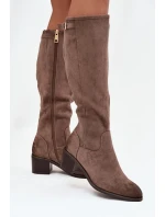 Kozaki před koleno eko semiš na sloupku Vinceza 58332 tmavě béžové Kozaki před koleno eko semiš na sloupku Vinceza 58332 tmavě béžové