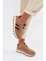 Dámské semišové tenisky na platformě Leopardí vzor LR61-7071 Hnědé