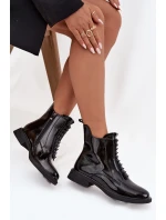 Lakované dámské boty z přírodní kůže D&A – černé