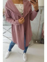 Volná bunda s kapucí 8928 tmavě růžová - Kesi