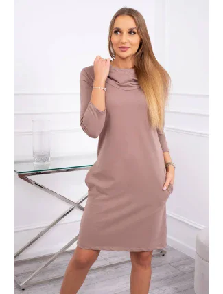 Šaty s kapucí a kapsami mocca Šaty s kapucí a kapsami mocca