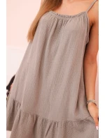 Dámské mušelínové šaty s ramínky a volánem fango