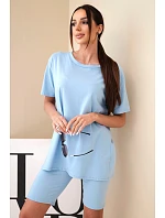 Dámský bavlněný komplet s krátkým rukávem a šortkami žlutý Dámský bavlněný komplet s krátkým rukávem a šortkami žlutý