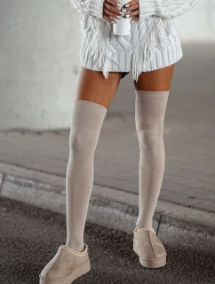 Dámské bavlněné hladké béžové podkolenky