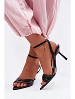 Dámské sandály na podpatku z eko kůže Černé Sedira