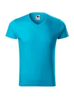 Slim Fit V-neck tričko pánské tyrkysová
