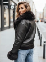 Dámská kožená bunda s kožešinou černá FashionStreet TY5244z