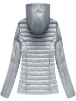 Šedá dámská prošívaná bunda z různých prošívaných materiálů (18019)