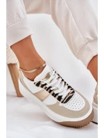 Dámské tenisky na masivní platformě se zvířecím vzorem béžovo-zlaté Telanila