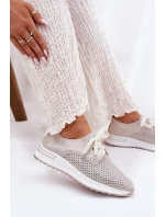 Kožené Lehká Polobotky Dámské Na Platformě Artiker 56C2113 Béžovo-Zlaté